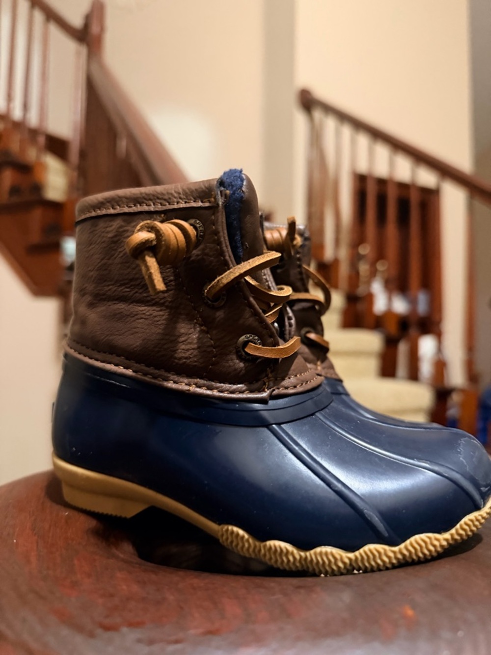 Sperry Navy and Brown Kids Duck Boots toddler -kids infant